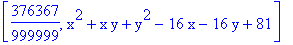 [376367/999999, x^2+x*y+y^2-16*x-16*y+81]